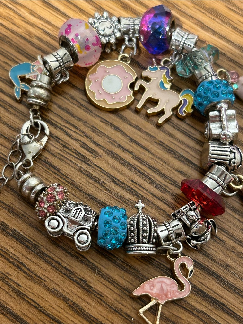 Rainbow Charm Bracelet Lot with Silver Charms - Picture 9 of 12